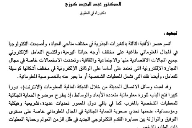 الحماية الجنائية للمعطيات في المجال المعلوماتي