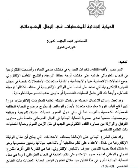 الحماية الجنائية للمعطيات في المجال المعلوماتي